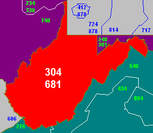 West-Virginia-area-codes