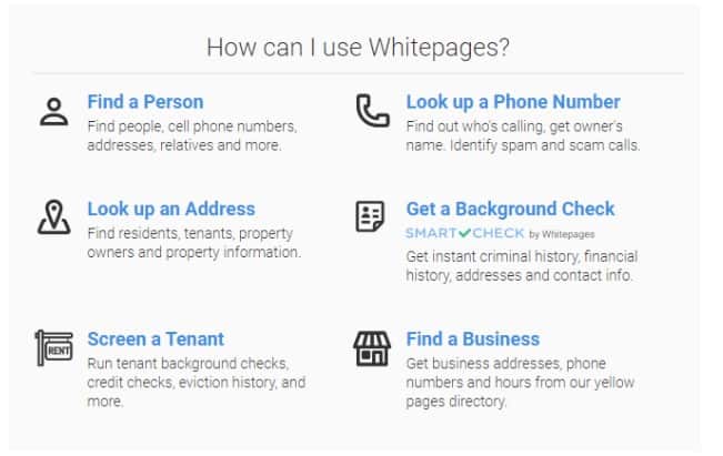 whitepages.com features