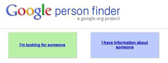 google person finder screenshot